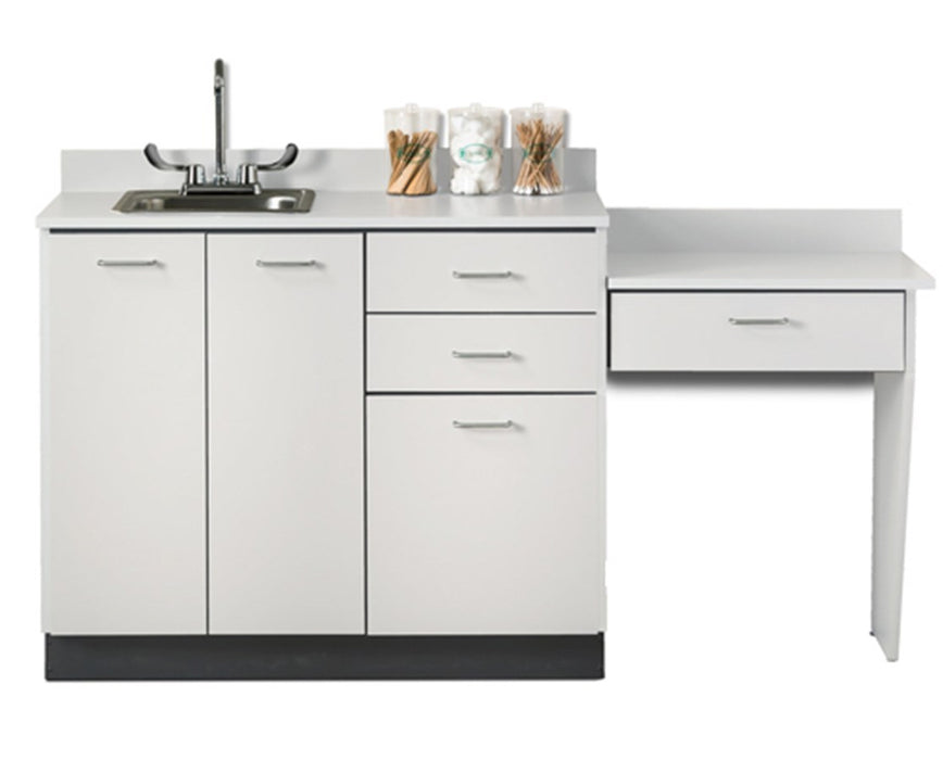 42"W Base Cabinet Set w/ 3 Doors, 3 Drawers, Desk & Sink