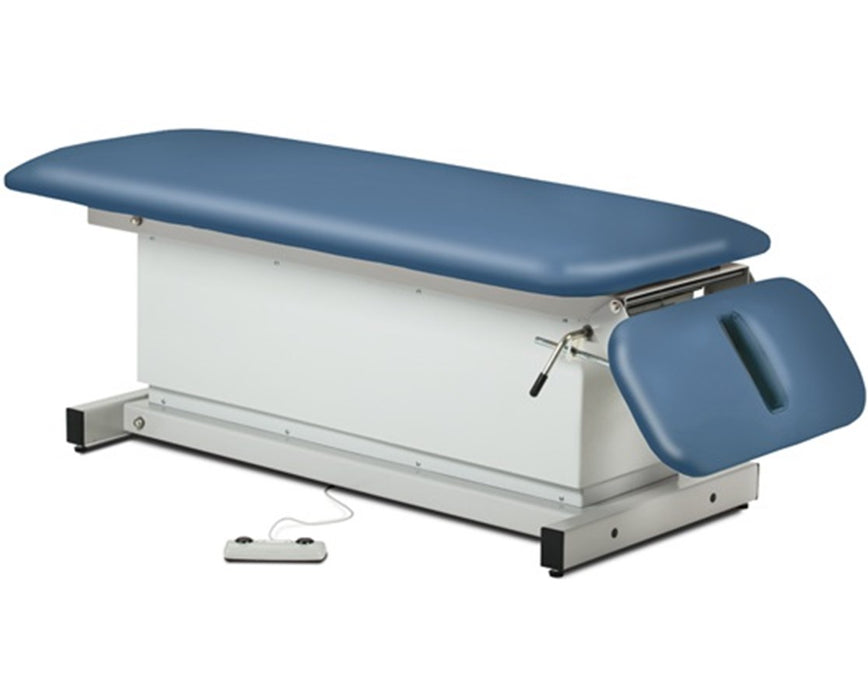 Power Hi-Lo Space Saver Exam Table w/ Flat Top, Shrouded Base & Drop Section, 500 lbs Capacity