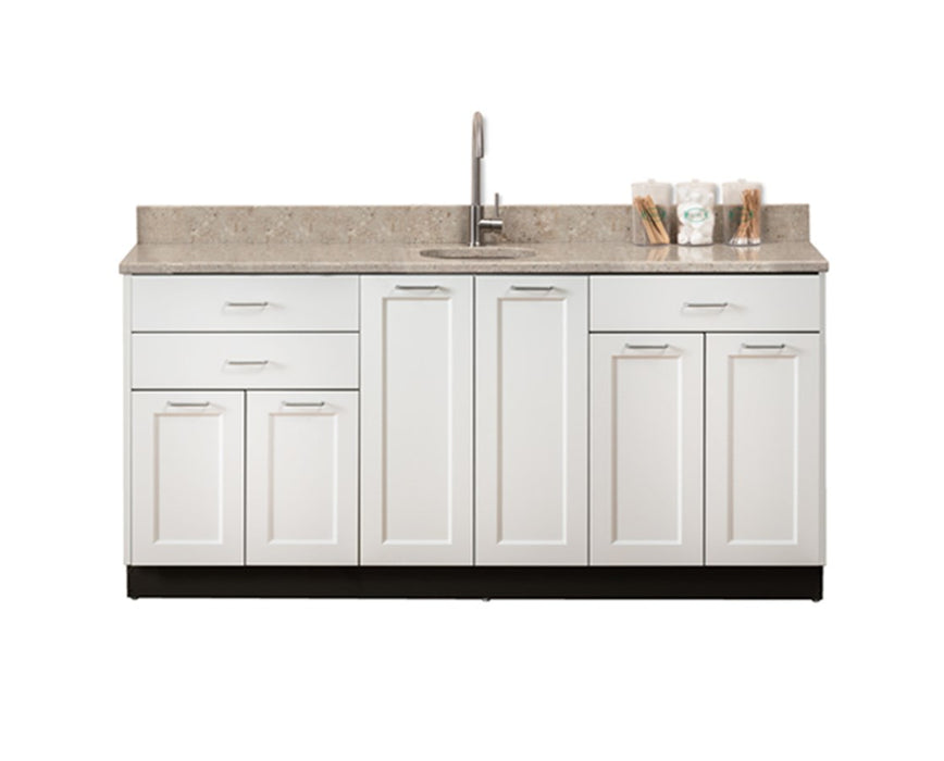 72"W Base Cabinet w/ 6 Doors, 3-Drawers & Sink (Fashion Finish)