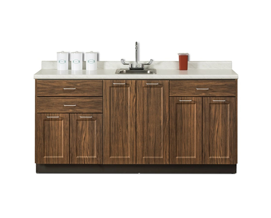 72"W Base Cabinet w/ 6 Doors, 3-Drawers & Sink (Fashion Finish)