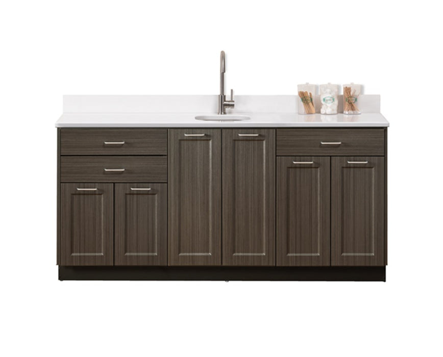 72"W Base Cabinet w/ 6 Doors, 3-Drawers & Sink (Fashion Finish)