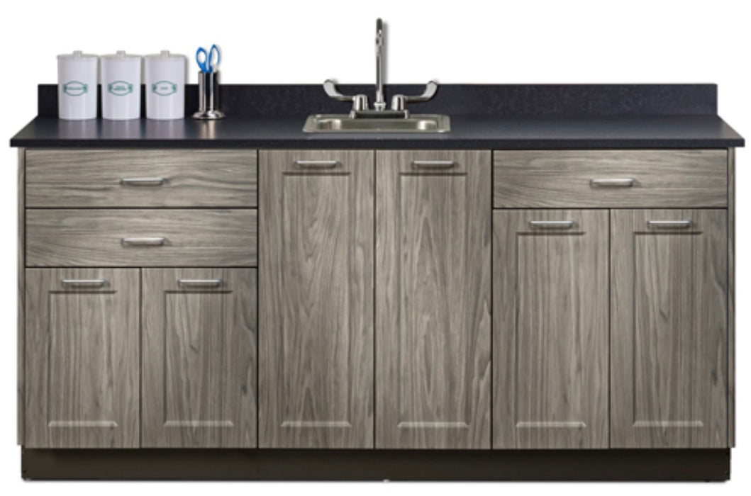 72"W Base Cabinet w/ 6 Doors, 3-Drawers & Sink (Fashion Finish)
