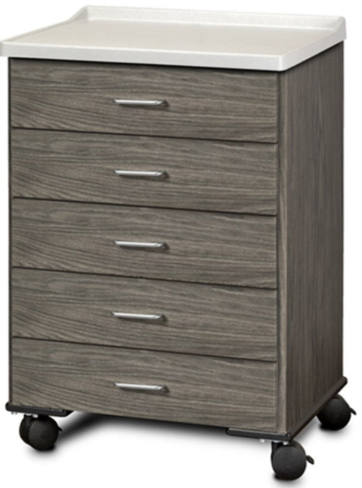 24"W Mobile Treatment Cabinet w/ 5-Drawers (Fashion Finish w/ Molded Top)