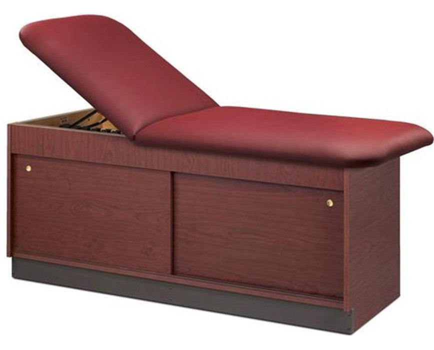 Cabinet Treatment Table w/ Adjustable Back, 2 Sliding Doors (Step Stool, 400-425lbs Capacity Options)