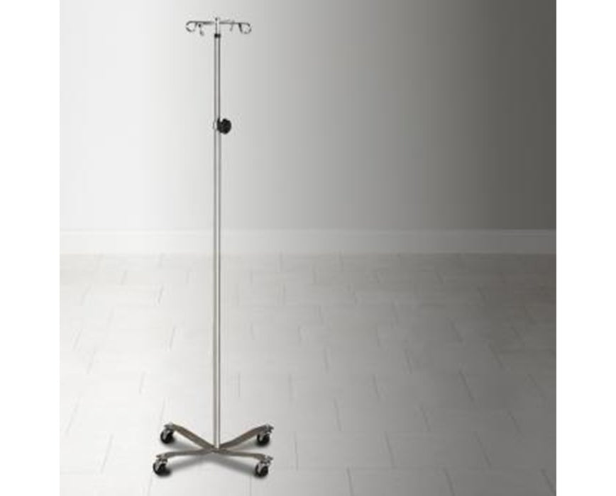 Stainless Steel IV Pole with Detachable or Welded Hook Top