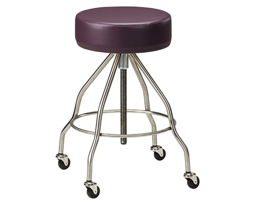 Stainless Steel Stool with Casters & Upholstered Top