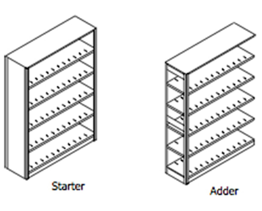 4 Post Double Entry File Shelving Cabinet 64-1/4" High, 4 to 6 Tiers