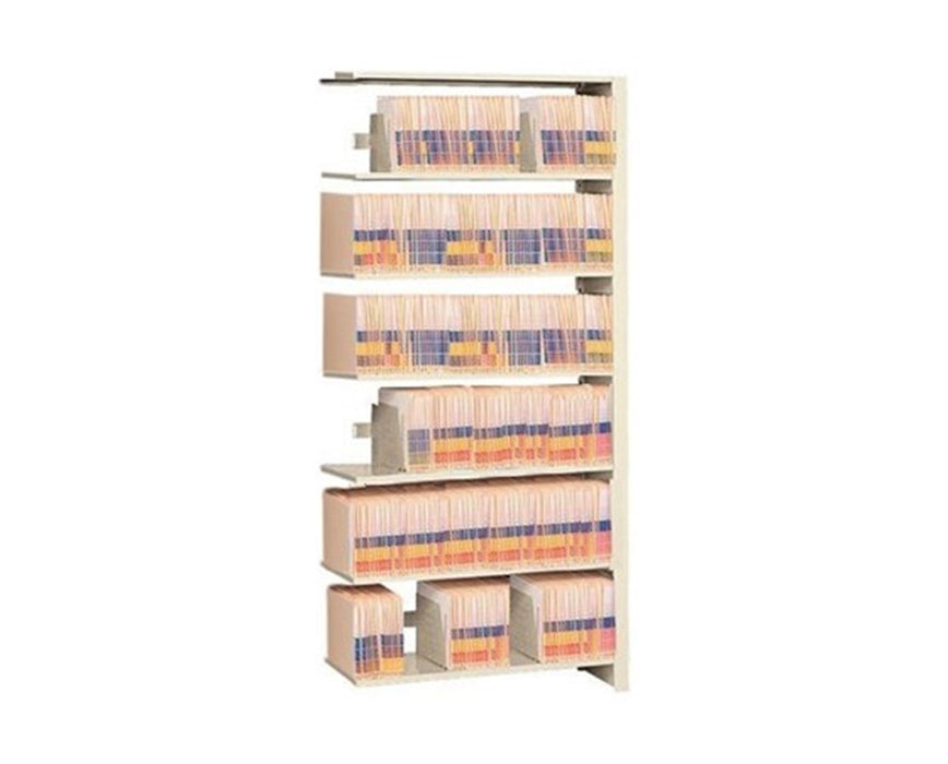 4 Post Add-On Shelving 76-1/4” High, 5 to 7 Tiers Legal Size 24" Wide 5 Openings