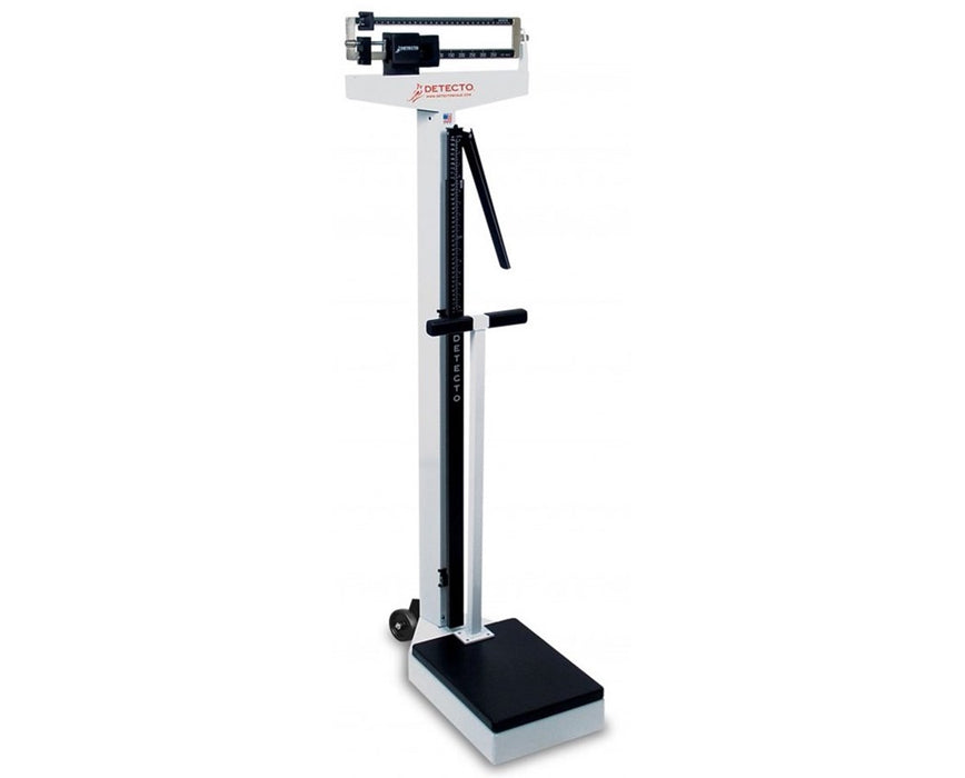 Eye Level Physician Scale with Height Rod - Pounds (400 lbs.), Wheels and Handpost
