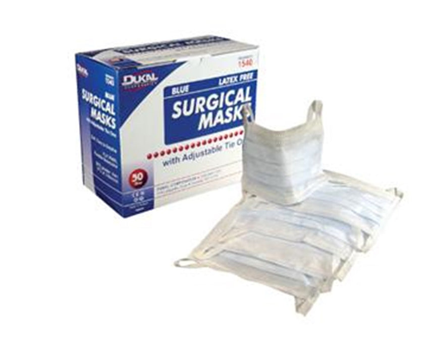 Surgical Masks ASTM1 Moderate Protection with Tie, Blue (300/Case - 50/bx, 6 bx/cs)