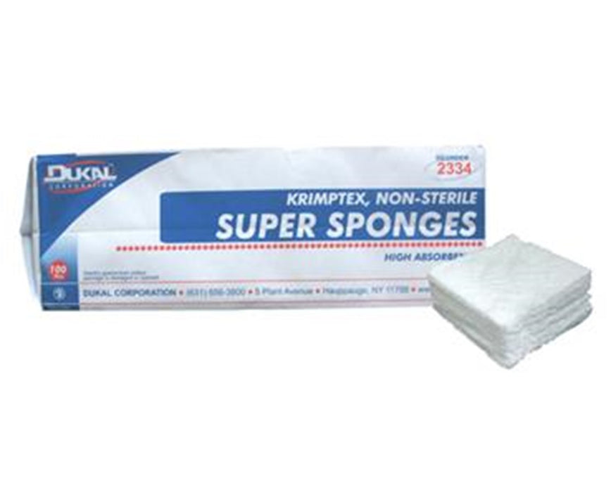 Super Sponges, Sterile, Medium, 480 Sponges per Case, 2/pk, 20 pk/tray, 12 trays/cs