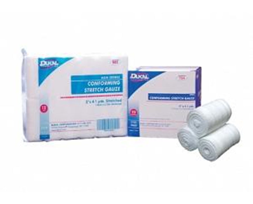 Conforming Stretch Gauze- Non Sterile Clean Wrap, 2 x 4.1yds, 96 Rolls Total per case, 12 rl/bg, 8 bg/cs