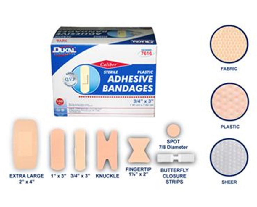 Caliber Clear/Sheer Adhesive Bandages, 3/4" x 3", Sterile - 2400/cs