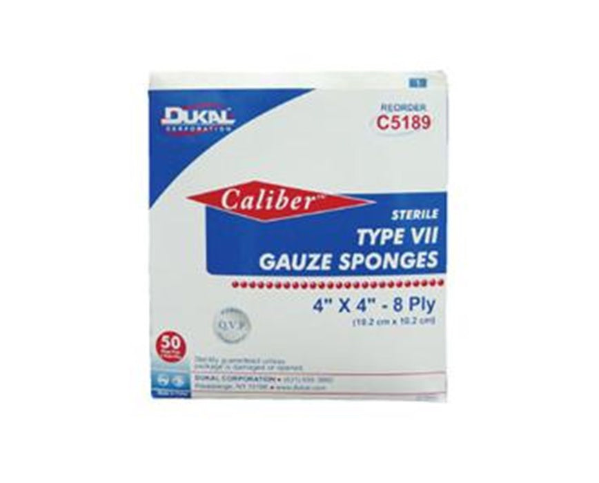 Caliber Type VII Gauze Sponges- Sterile, 3" x 3", 12-ply (1200/Case)
