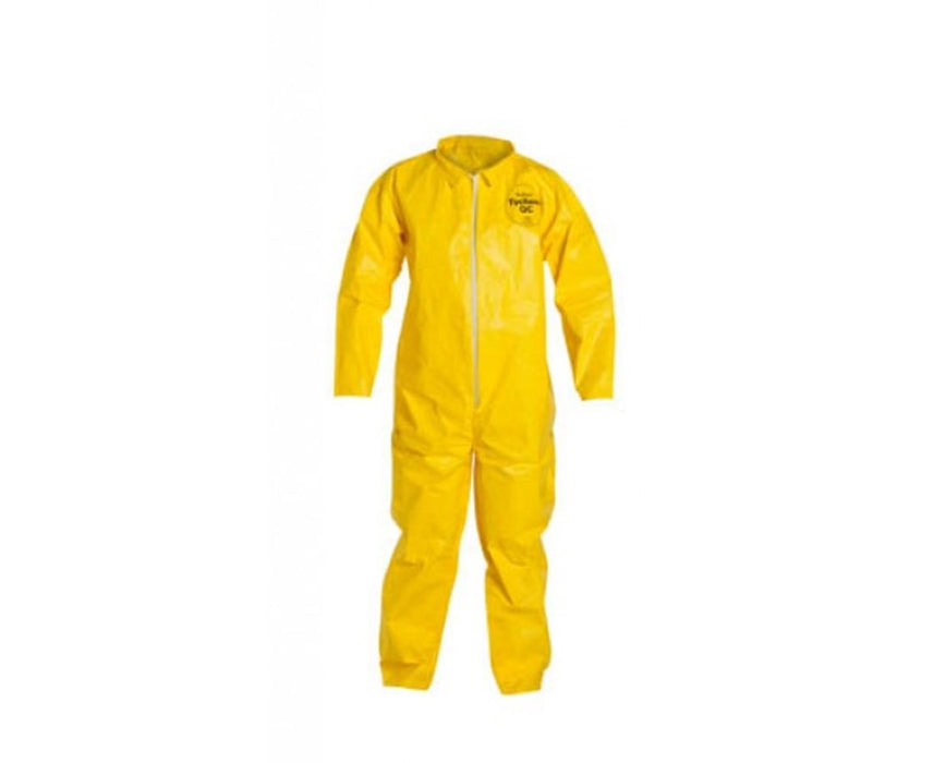 Yellow Tychem QC Coverall with Serged Seam and Zipper Front: Elasticated - size MD