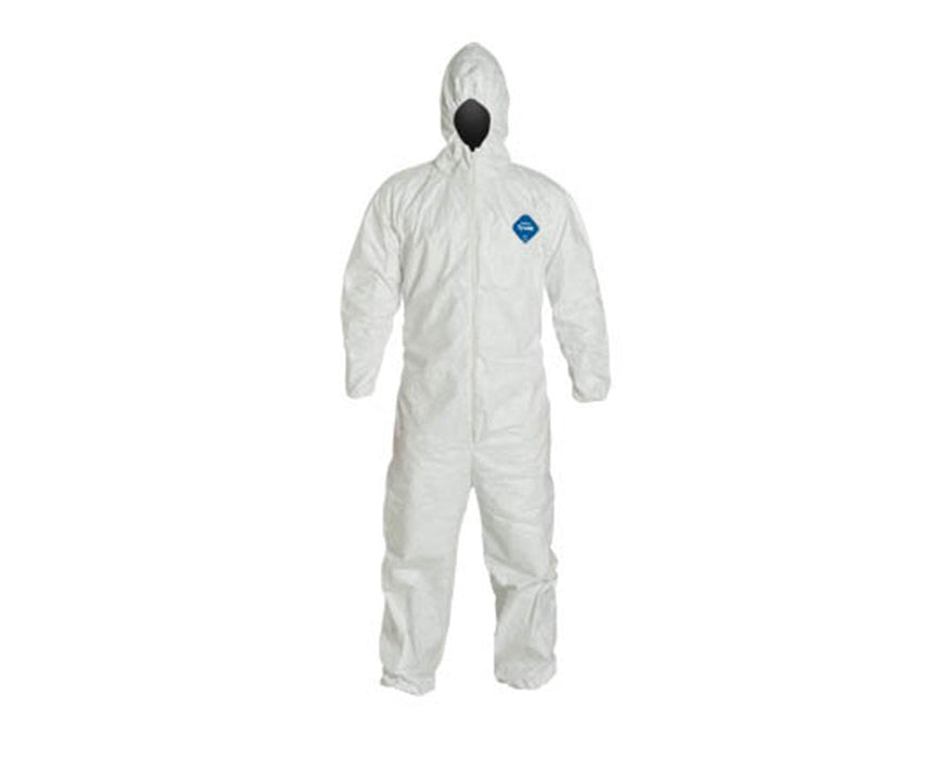 White Tyvek TY Coverall with Integrated Hood and Zipper Front Standard - size MD