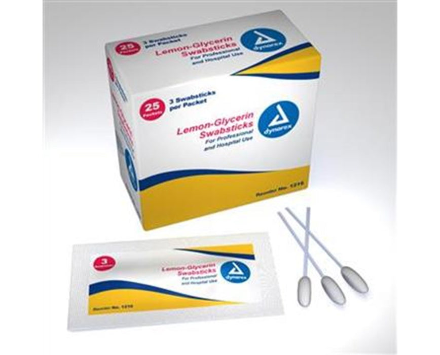 Lemon Glycerin Oral Swabsticks - 250 Total (25 pk/bx, 10 bx/case)