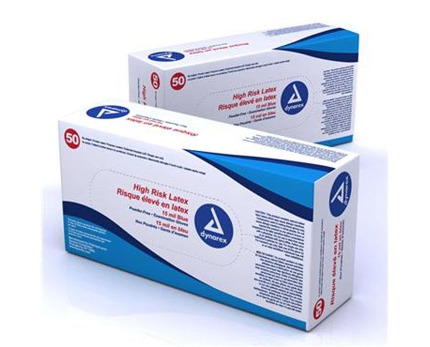 High Risk Latex Exam Gloves P/F, 15mil (500/cs)
