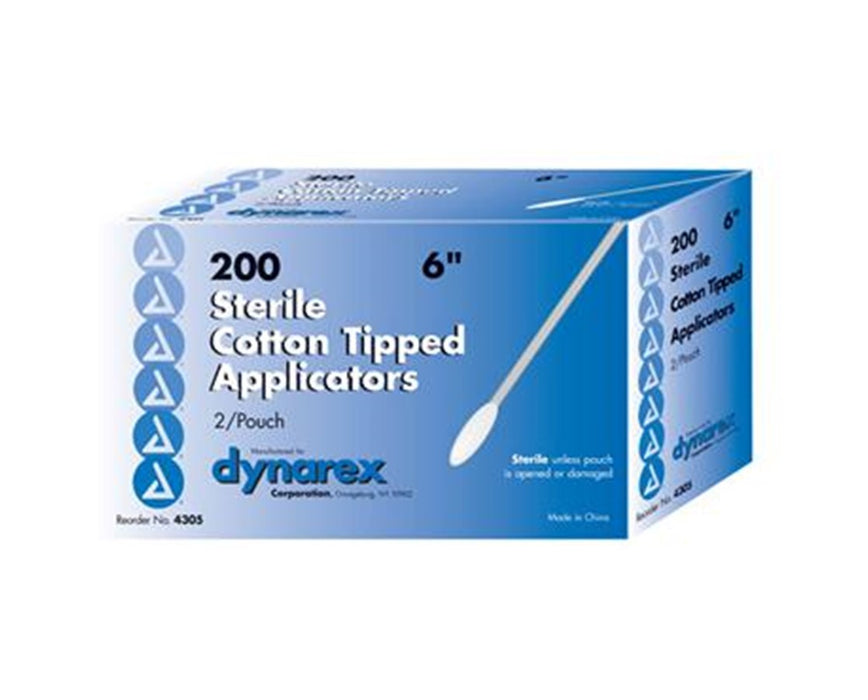 Cotton Tip Applicator, Sterile, 6", Case of 2,000