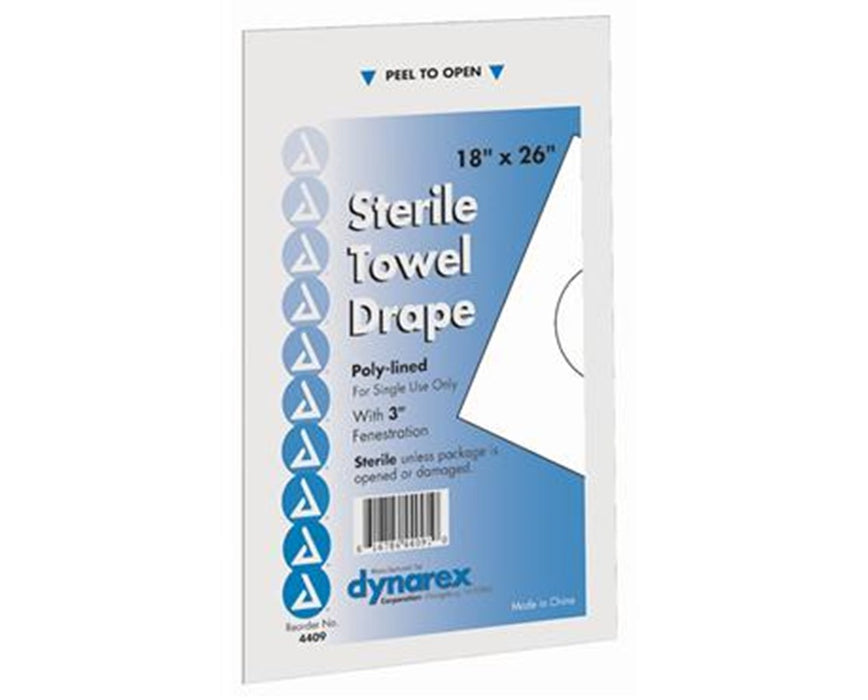 Towel Drape Sterile 18" x 26", 50 Per Box, 6 Boxes Per Case Fenestrated
