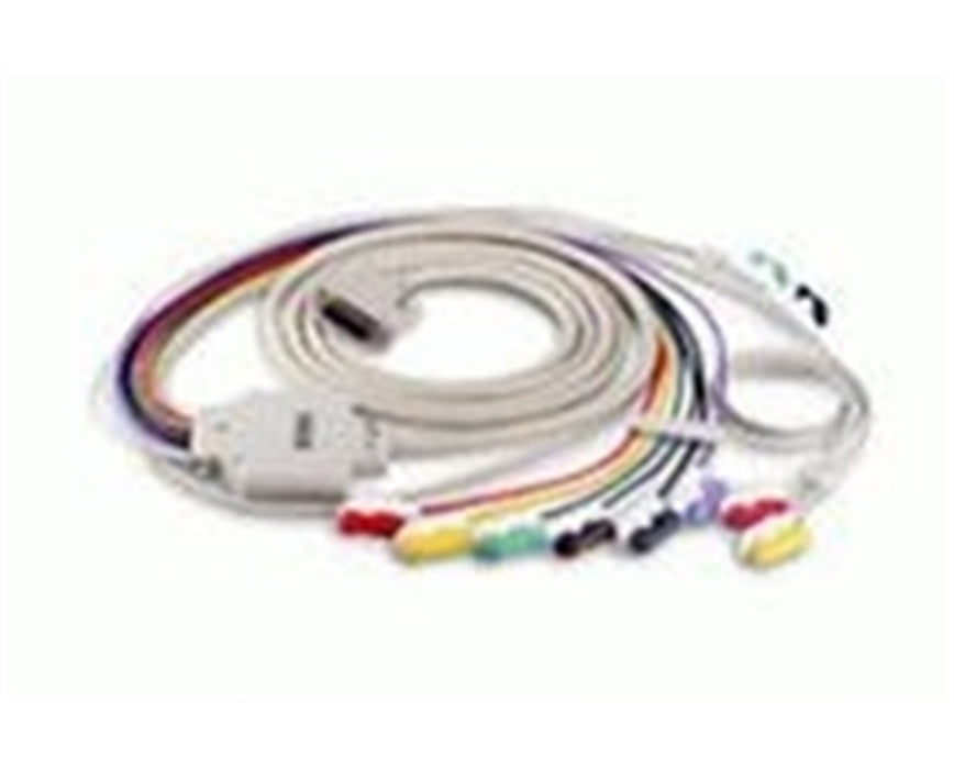 10-Lead Cable for DP12 Wired ECG Sampling Box / SE-3 Series ECG - Grabber Style