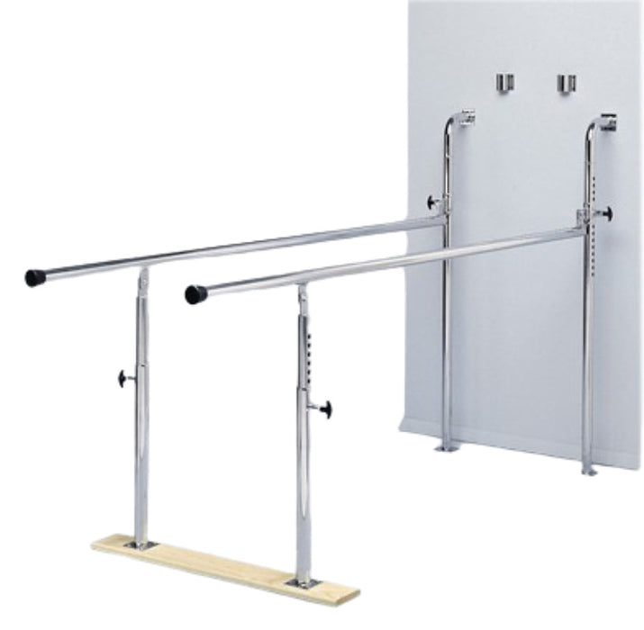 Wall-Mounted Folding Parallel Bars w/ Wood Base. 7' L