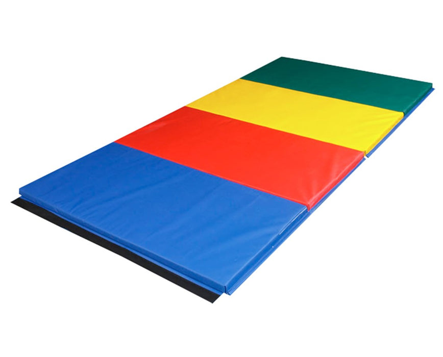 Accordion Exercise Mat w/ Alternating Colors. 4'W x 4'L (2 Sections) 1-3/8" PE Foam