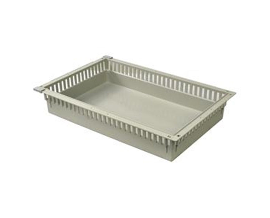 4" Exchange Trays for Mobile Medical Storage - Tray with (2) Long Dividers, Short Divider and (2) Pull-Out Stoppers