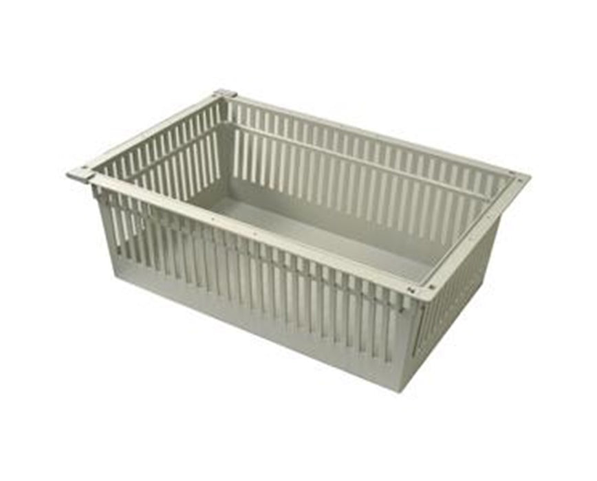 8" Exchange Trays for Mobile Medical Storage - Tray with Long Divider and (2) Pull-Out Stoppers