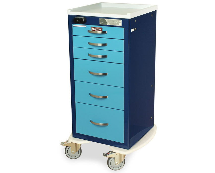Mini (Narrow) Aluminum Six Drawer Tall Anesthesia Cart