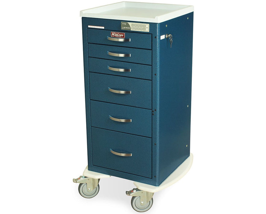 Mini (Narrow) Aluminum Six Drawer Tall Anesthesia Cart