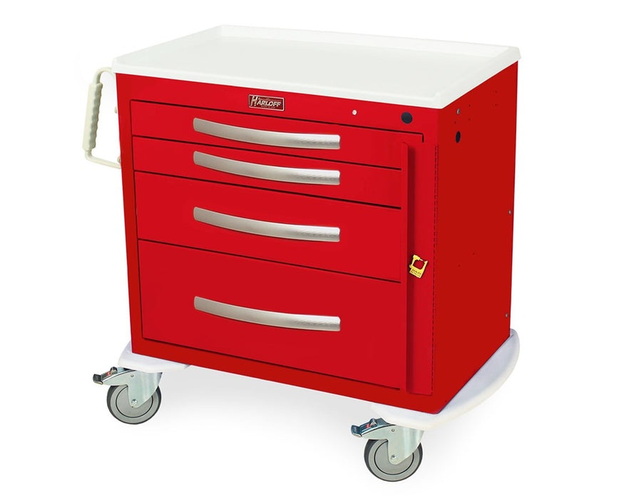 A-Series Wide X-Short Aluminum Emergency Crash Cart w/ Breakaway Lock