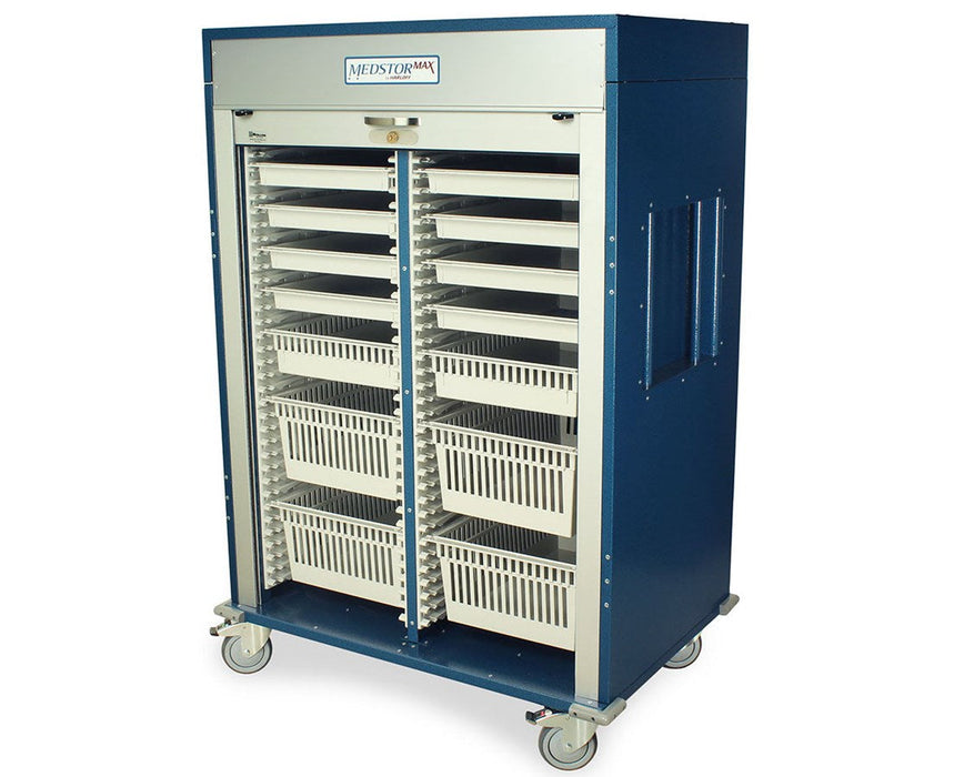 Medstor Max 3/4 Height Double Column Storage Cart - Tambour Door w/ Key Lock