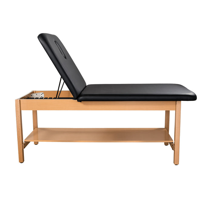 Timber Treatment Table. H-Brace w/ Shelf, Adjustable Back & Nose Cutout