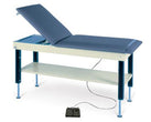 Electric Hi-Lo Power Treatment Table w/ Adjustable Backrest, Paper Dispenser & Cutter [Navy Blue Upholstery]