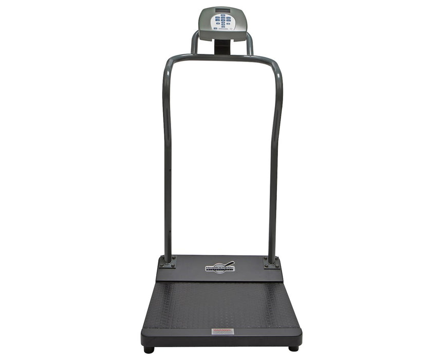 Antimicrobial Digital Platform Scale w/ Handrail, KG w/ Height Rod, Ships Assembled