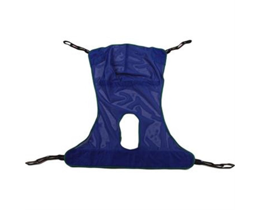 Reliant Full Body Mesh Floor Lift Sling with Commode Opening, Extra-Large (Blue Trim)