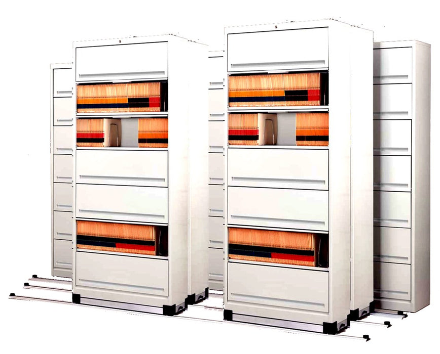 Flip-n-File Cabinets on Kwik-Track - Tri-Slider, 7 Units - 3/2/2 7 Openings Standard
