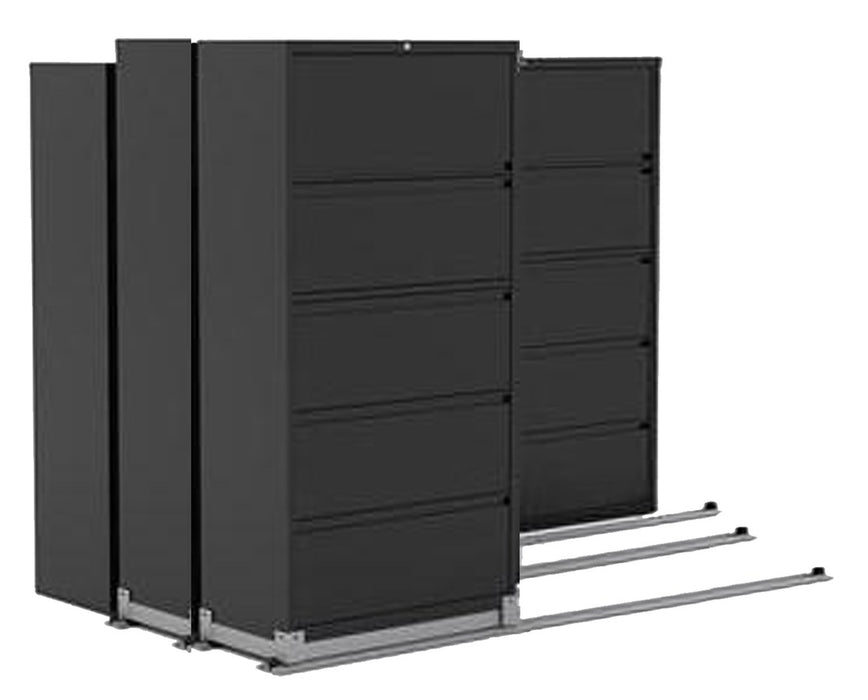 Lateral Files on Kwik-Track - 5 Drawers, Tri-Slider, 7 Units - 2/1/1, 36" Wide