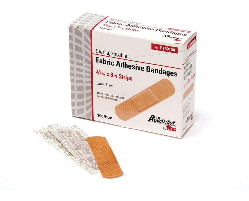 Fabric Adhesive Bandages, Strips 0.75" x 3" - 100/ Box