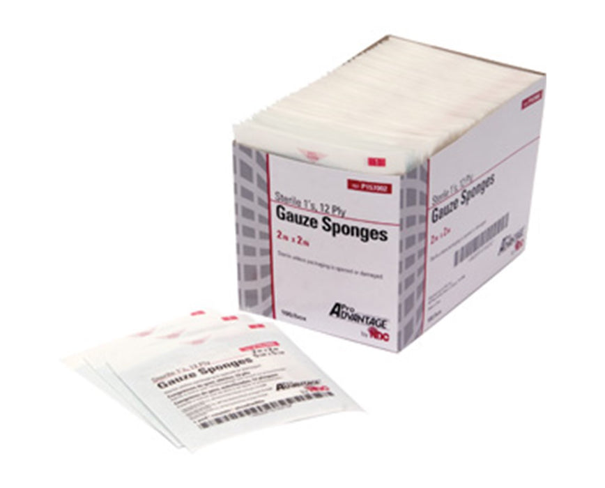 Gauze Sponges - Sterile 1’s, 2" x 2", 12-Ply, 2400/ Case