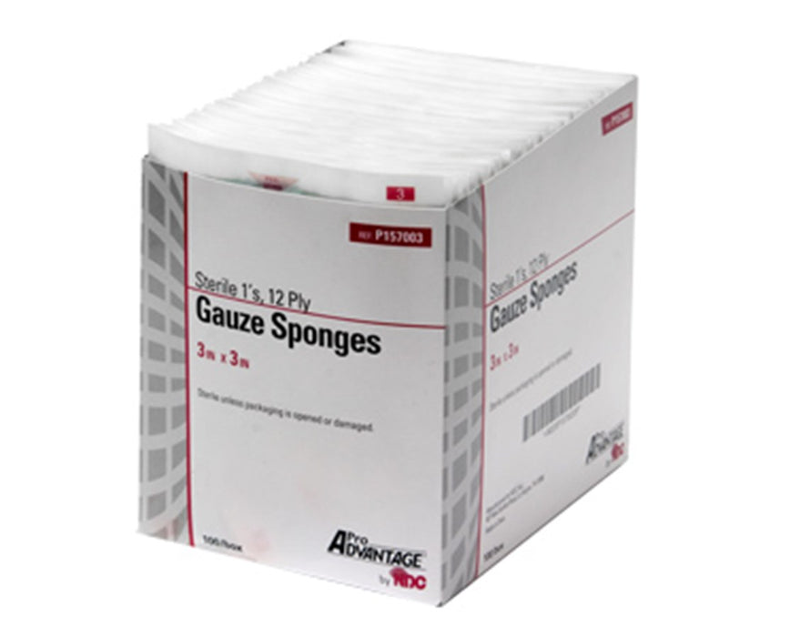 Gauze Sponges - Sterile 1’s, 3" x 3", 12-Ply, 2400/ Case