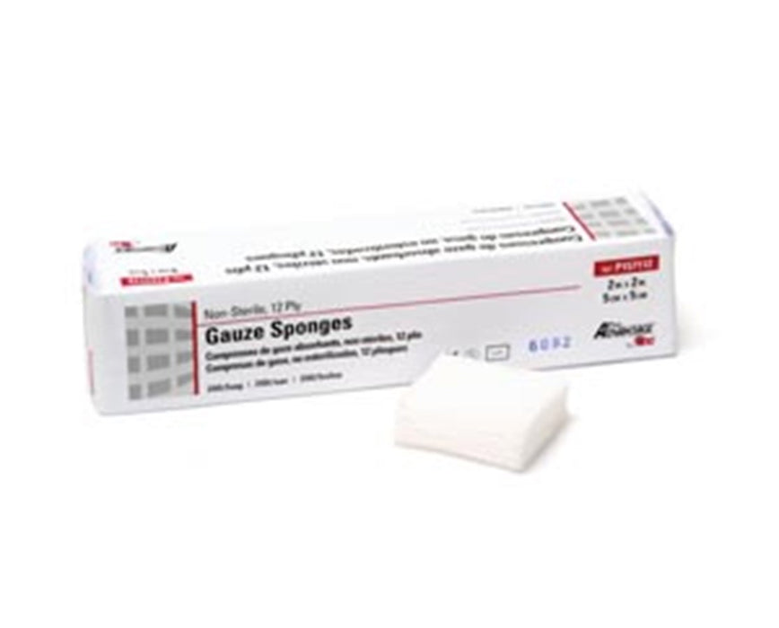 Gauze Sponges - Non-Sterile 2" x 2", 12-Ply, 8000/ Case