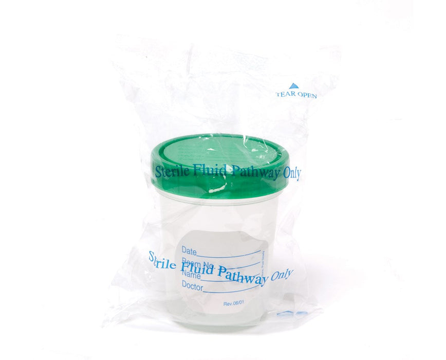 Screw-On Lid & Label, 4 oz, Sterile, Packaged Individually in Poly Pouch, 100 per case