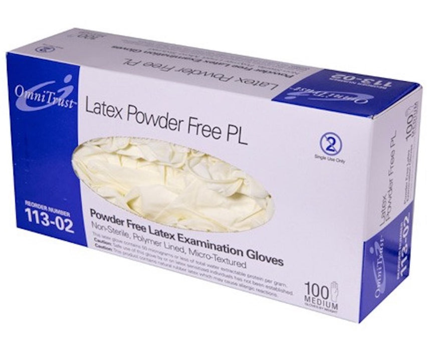 OmniTrust Latex Powder Free PL Exam Gloves - Large, 2000/cs