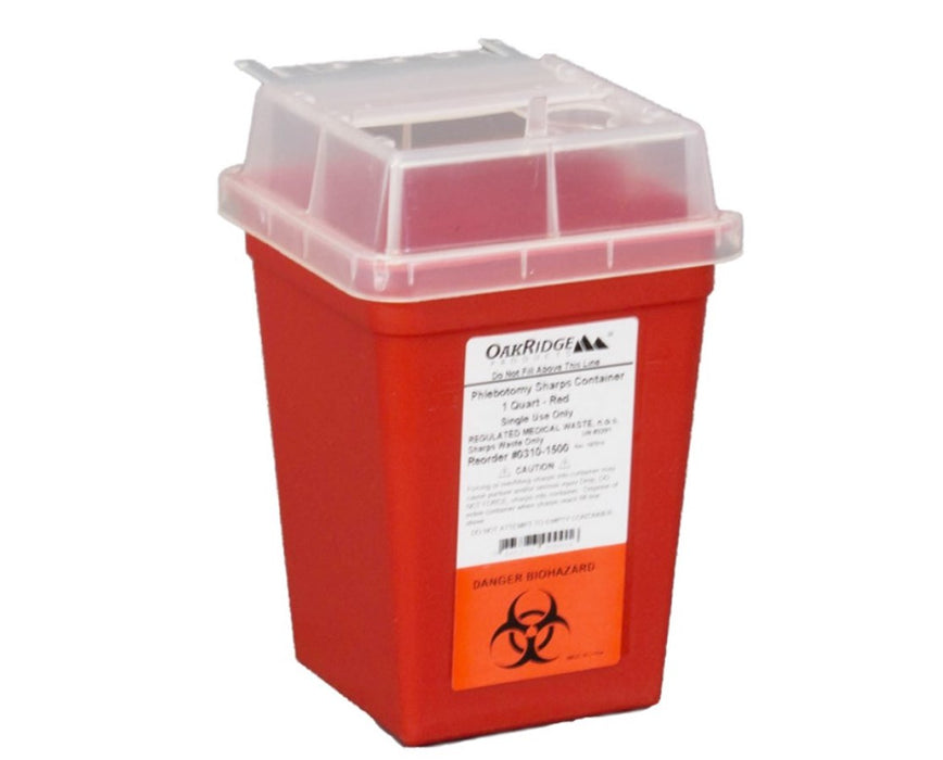 1 Qt. Phlebotomy Sharps Disposal Container w/ Slide Lid - 80/Cs