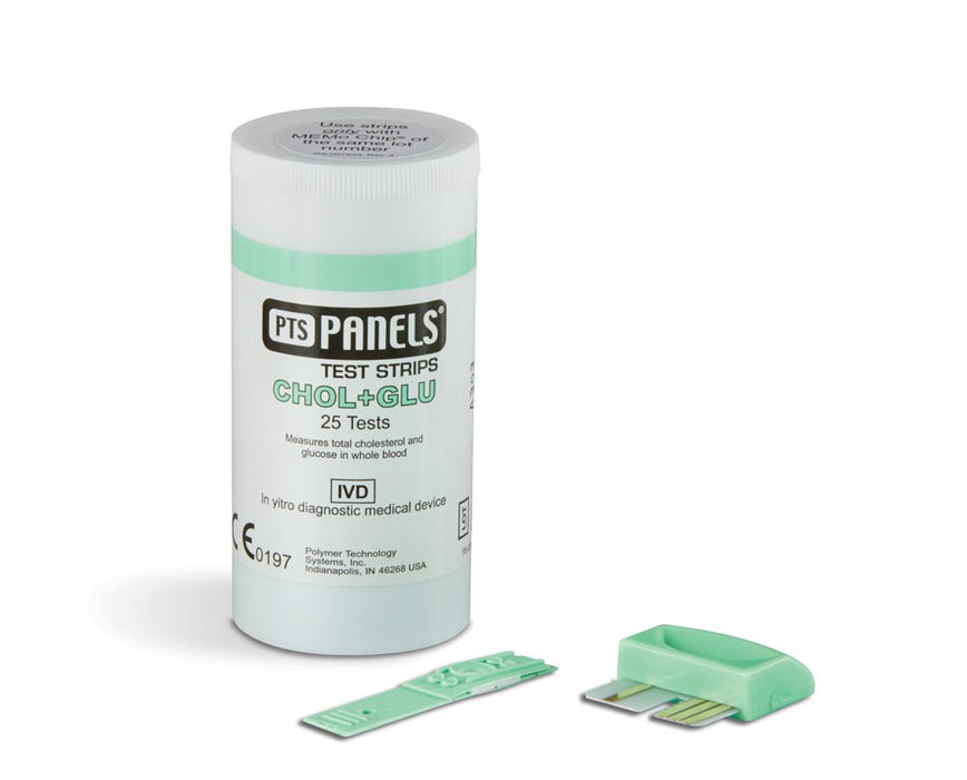 PTS Panels Cholesterol Plus Glucose Reagent Test Strips (25/Box)