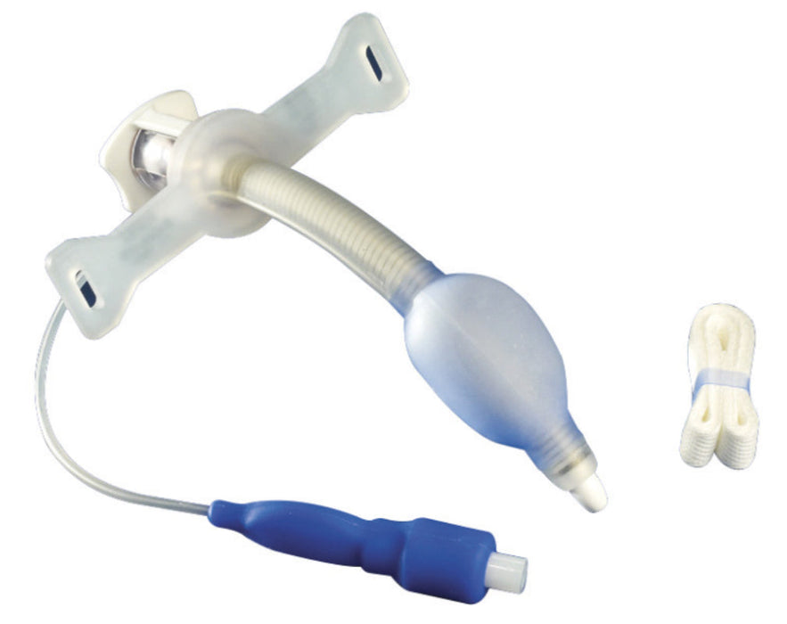 Hyperflex Adult Tracheostomy Tube w/ Extra Length Fixed Neck Flange - Cuffed, 6mm ID x 8.7mm OD x 100mm L