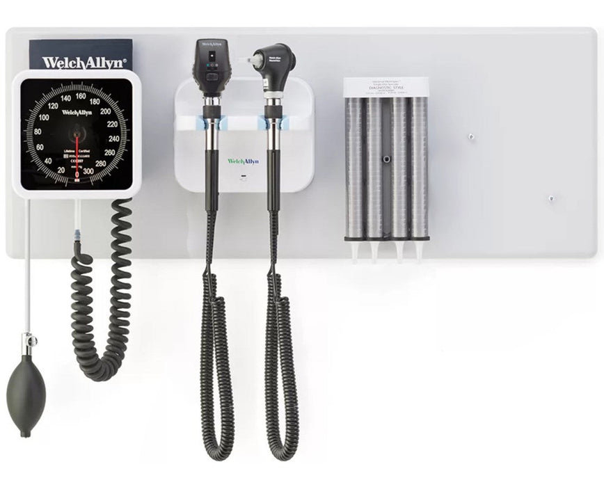 Green 777 Integrated Wall Diagnostic System, Coaxial LED Ophthalmoscope, MacroView LED Otoscope, Aneroid BP
