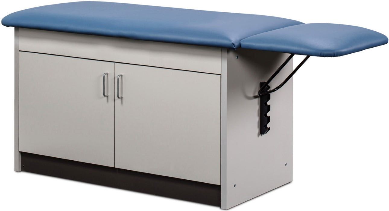 Space Saver Cabinet Exam Table. Flat Top w/ Pull-out Leg Rest